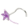 Claw Set Star Jewel - Purple  - Silver Nose Stud